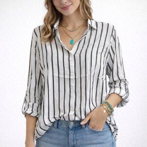Urban Outfitters Lumiere Black & White Stripe Blouse Size Small NWT